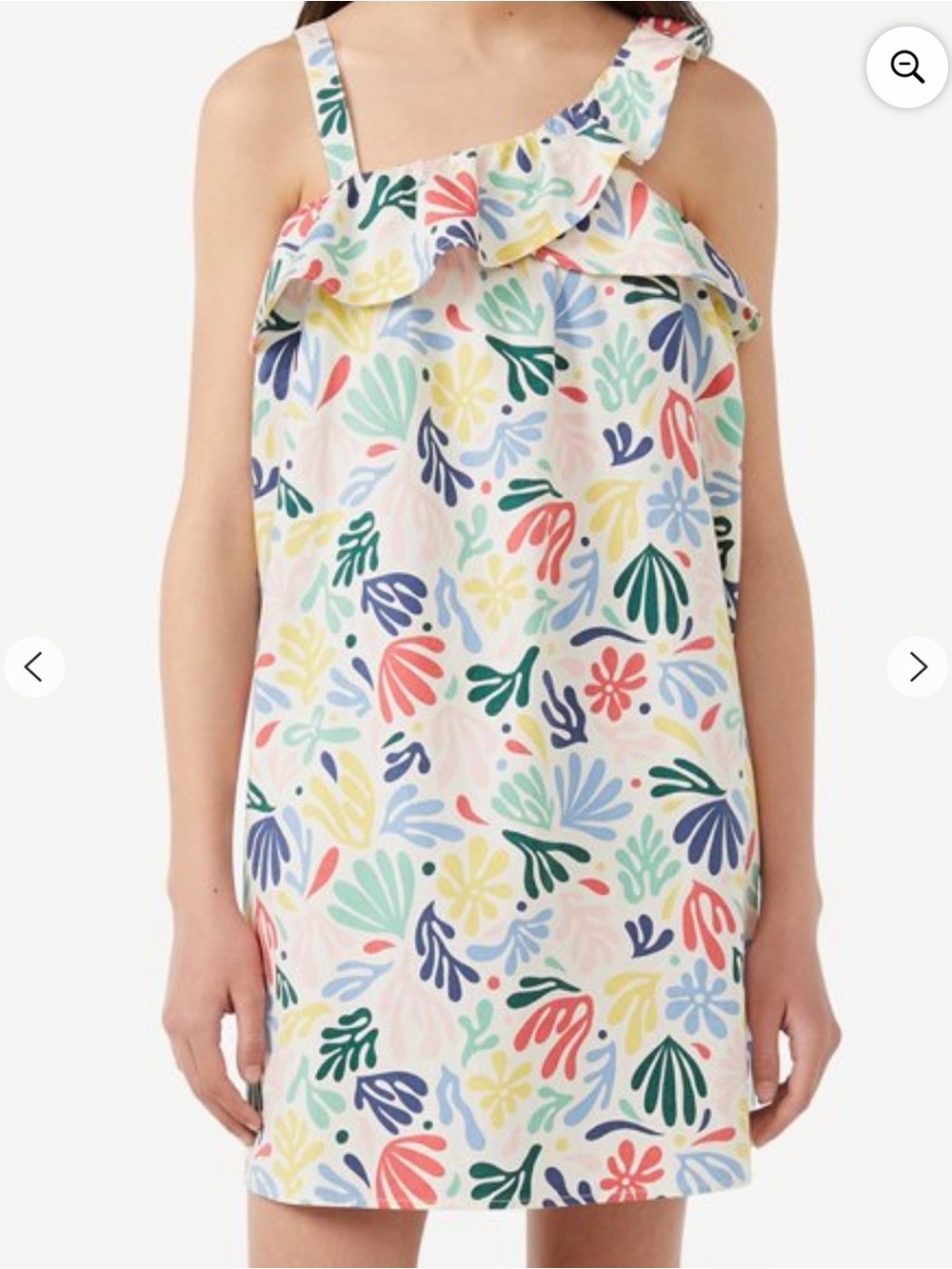 Girls Floral Ruffle One-Shoulder Cotton Sundress